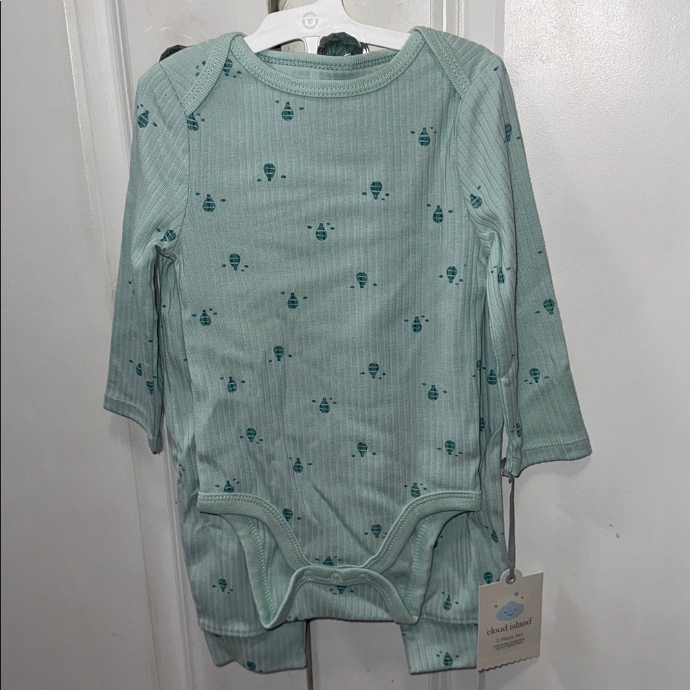 Cloud Island Aqua Baby Onesie with Balloon Print
